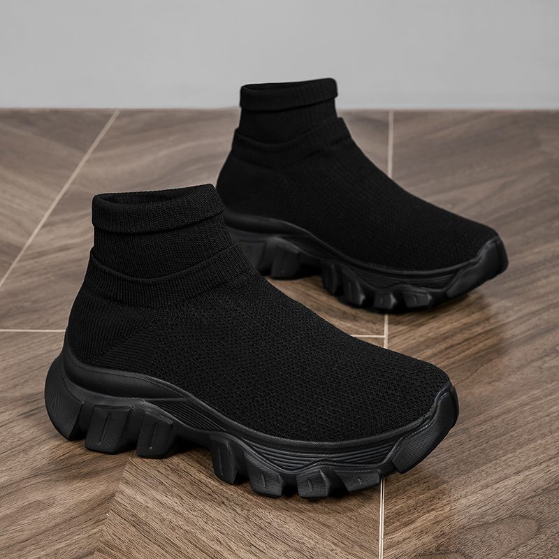 Black high-top chunky sole sock shoe